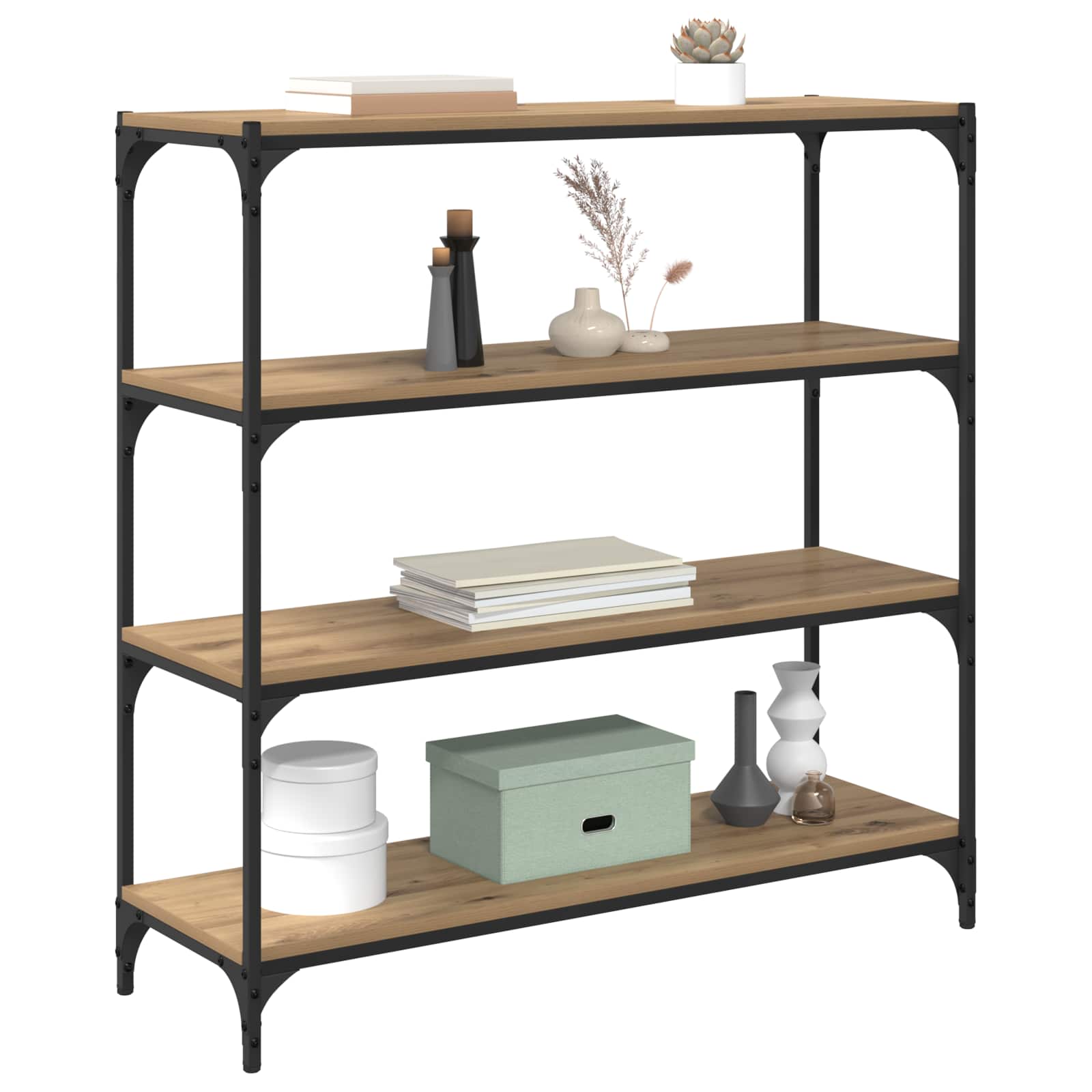Bücherregal Schwarz 40x33x70,5 cm Holzwerkstoff und Stahl