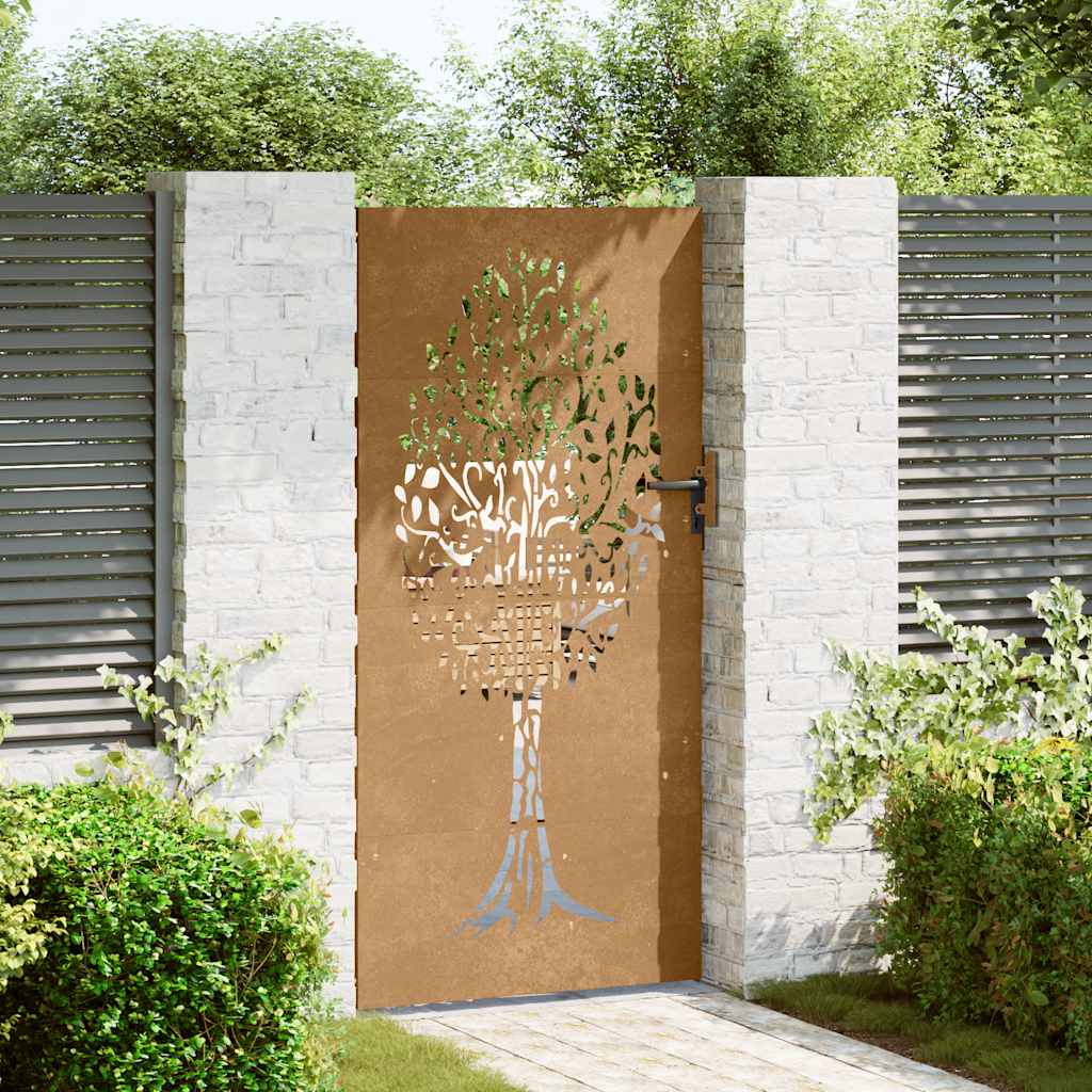 Gartentor 85x75 cm Cortenstahl Baum-Design