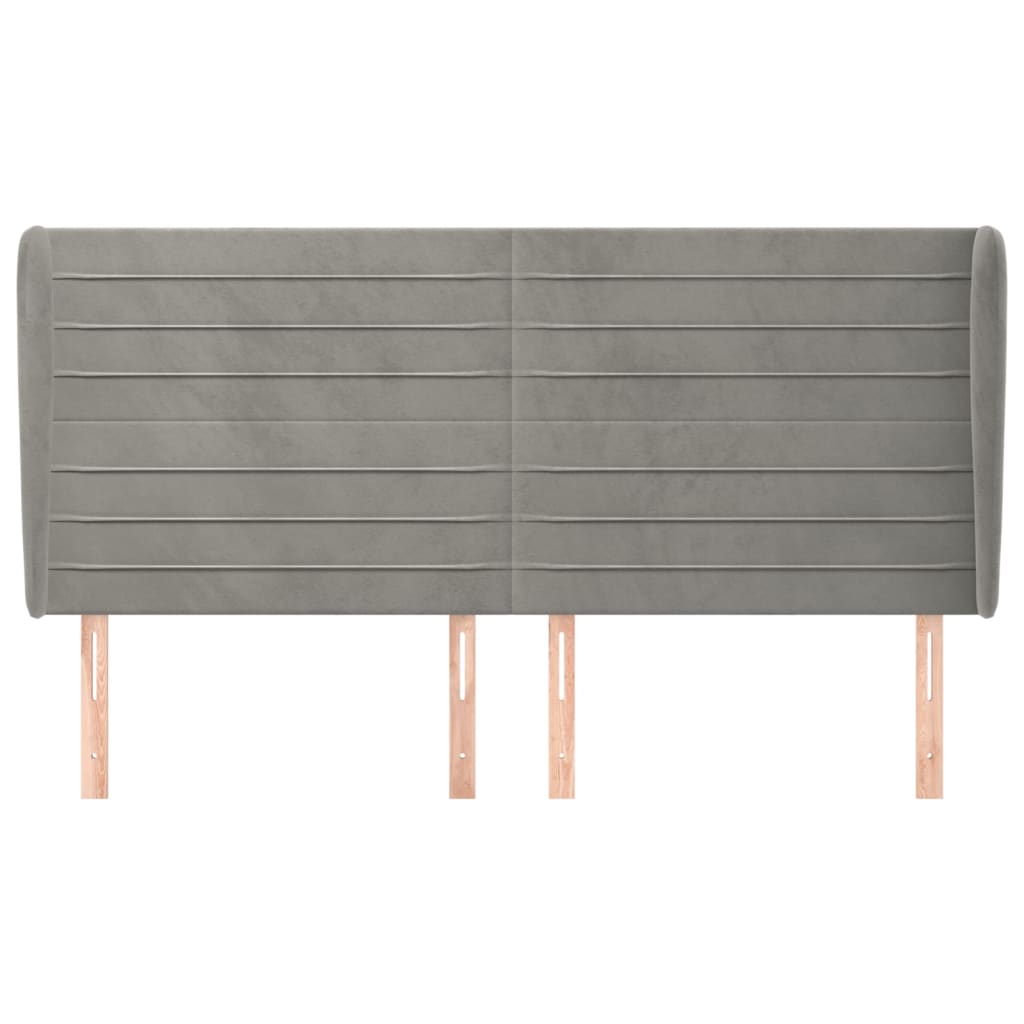 Kopfteil mit Ohren Dunkelblau 203x23x118/128 cm Samt
