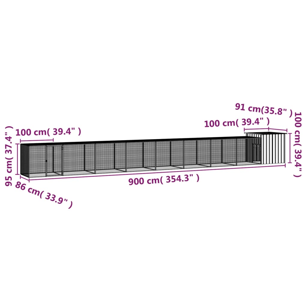 Hühnerkäfig Anthrazit 200x91x100 cm Verzinkter Stahl