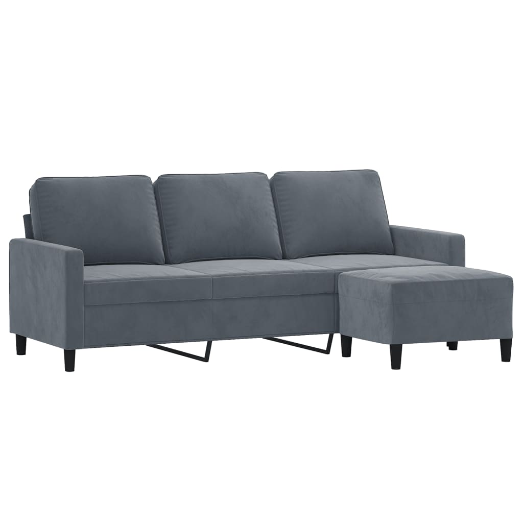 3-Sitzer-Sofa mit Hocker Rosa 180 cm Samt