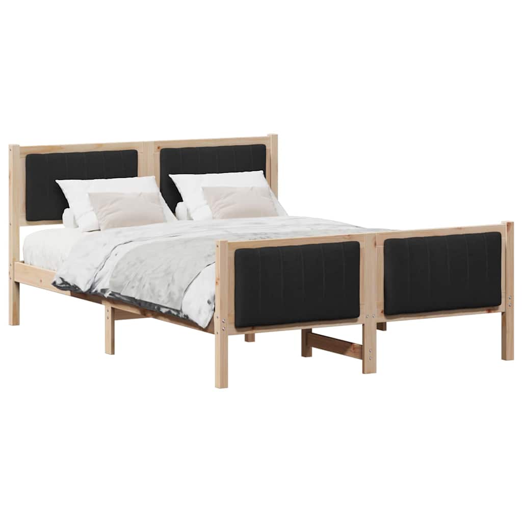 Bettgestell Braun und hellgrau 200 x 200 cm Massivholz Kiefer