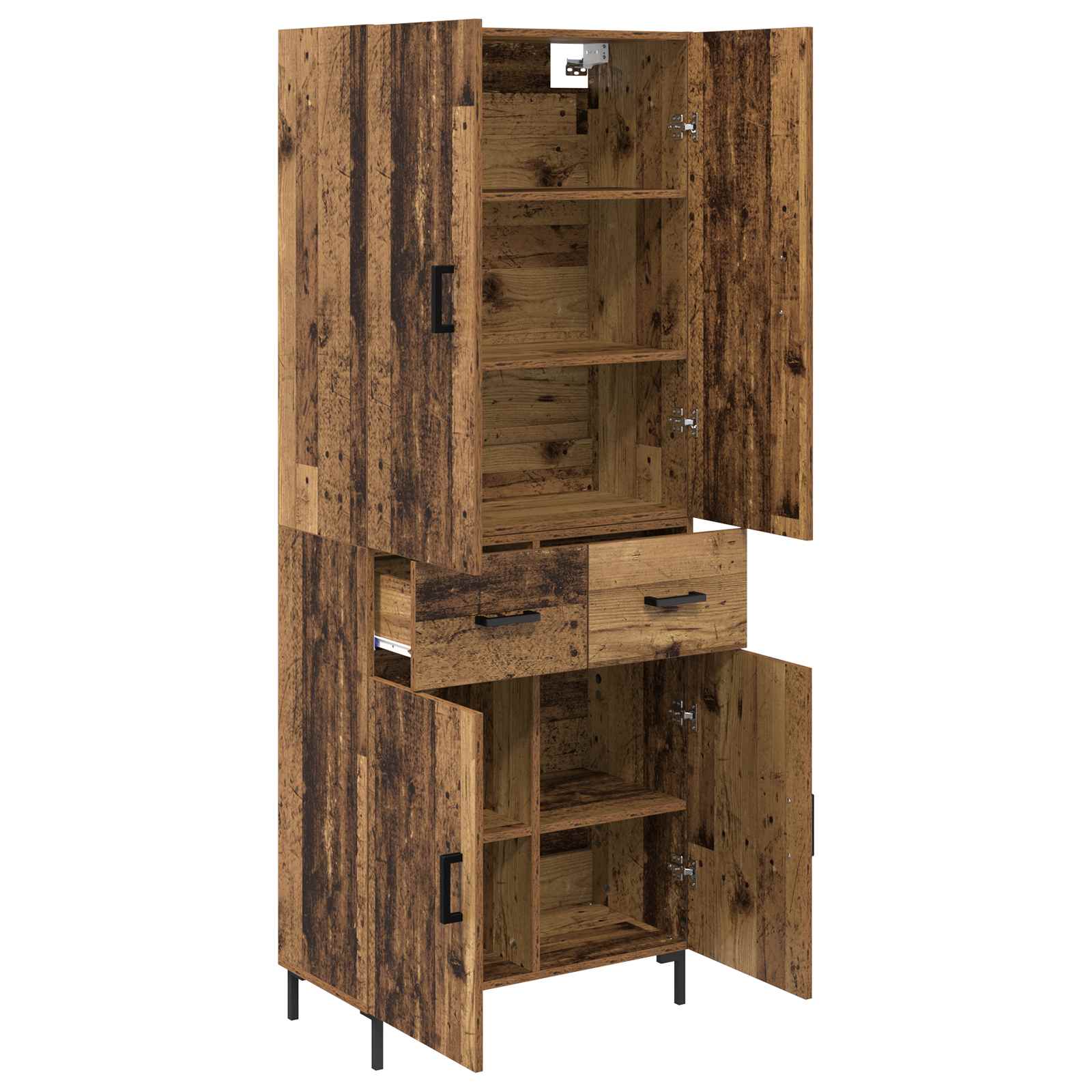 Highboard Betongrau 69,5x34x180 cm Holzwerkstoff