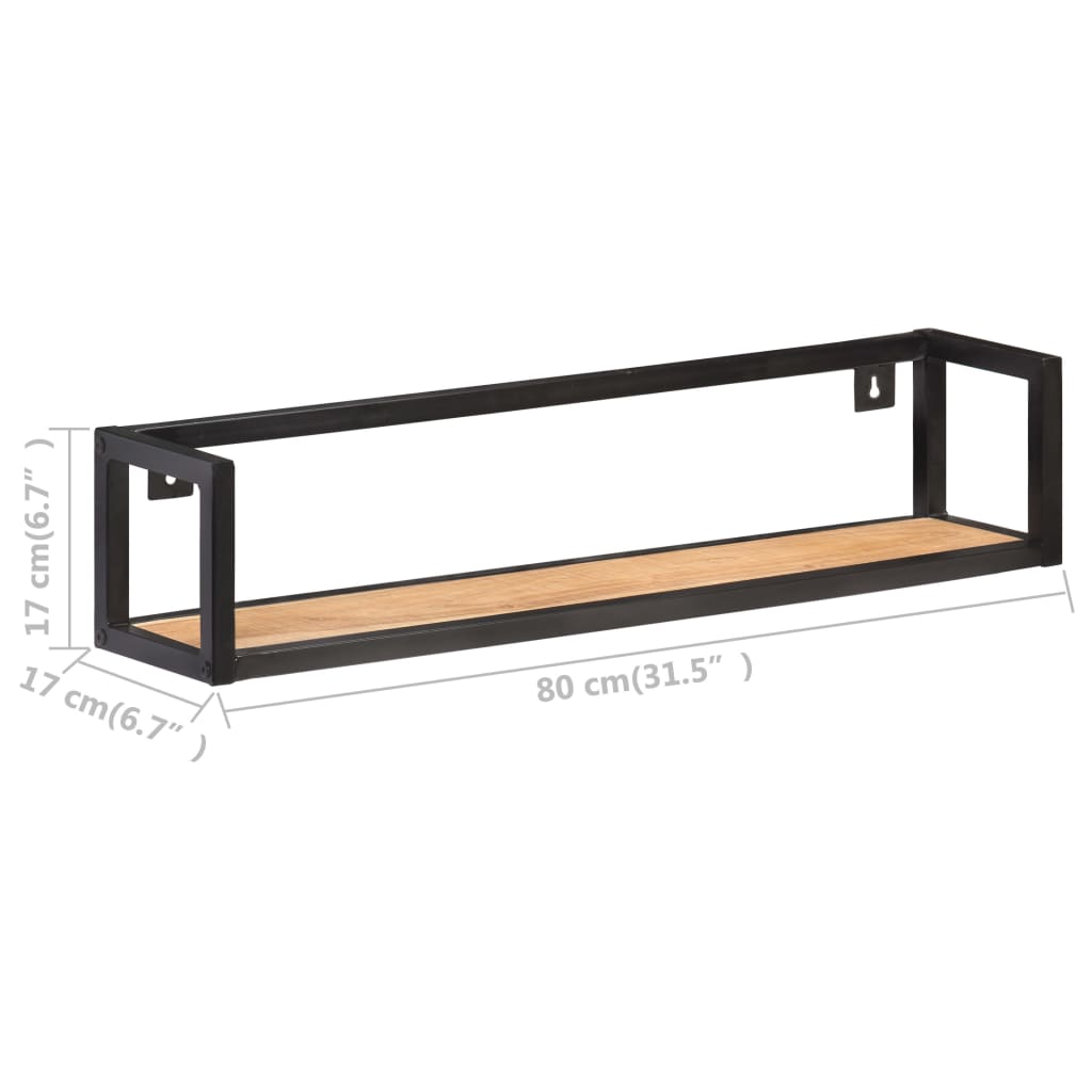 Wandregale 2 Stk. 120 cm Raues Mangoholz