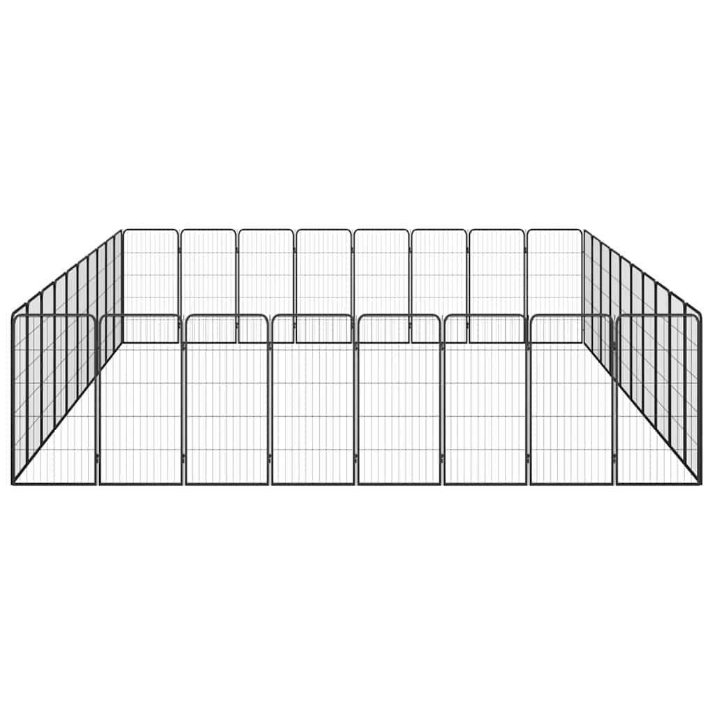 4-tlg. Hundelaufstall Schwarz 50x100cm Stahl Pulverbeschichtung