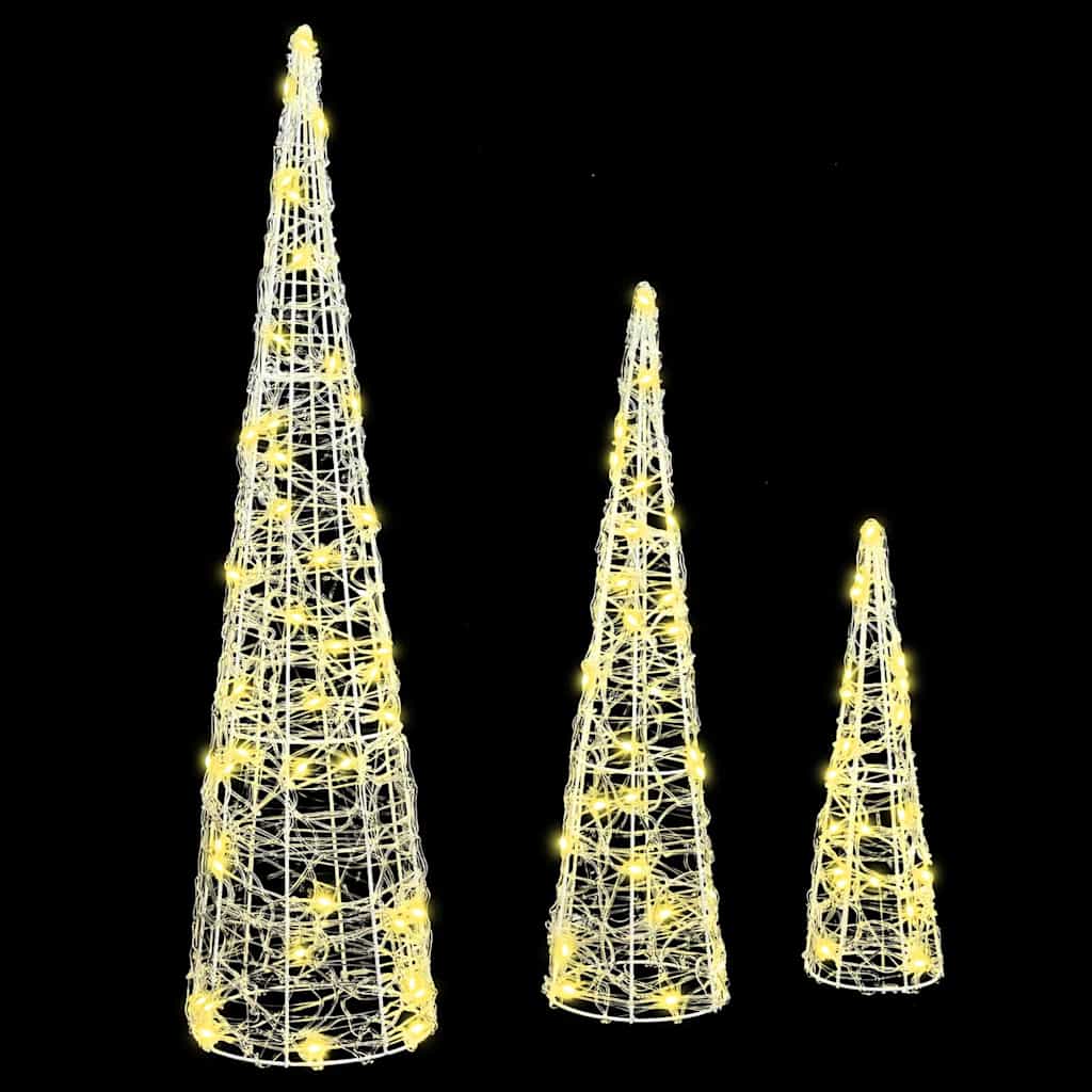 Weihnachtsbaum mit 90 LEDs 3 pcs Warmweiß 20 x 20 x 80 cm Acryl