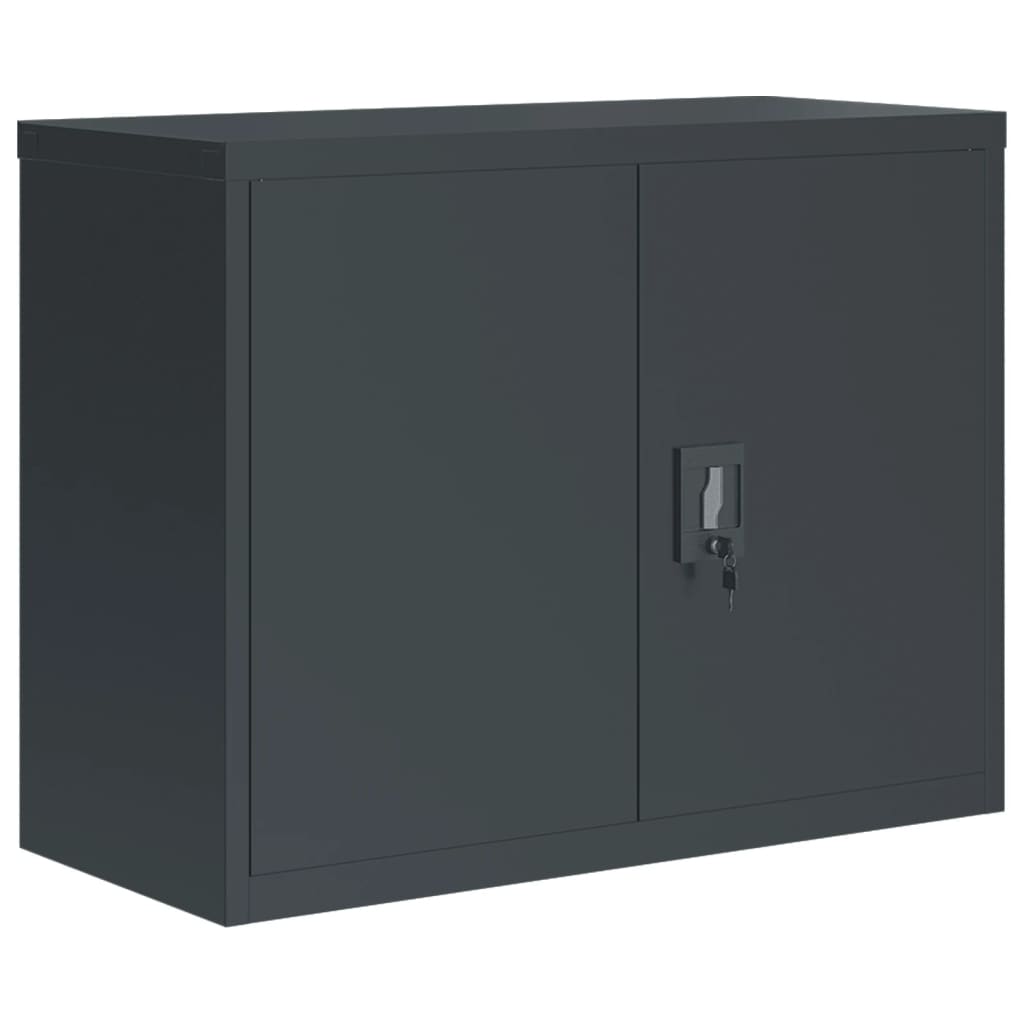 Aktenschrank mit 2 Türen Grau 90 cm Stahl