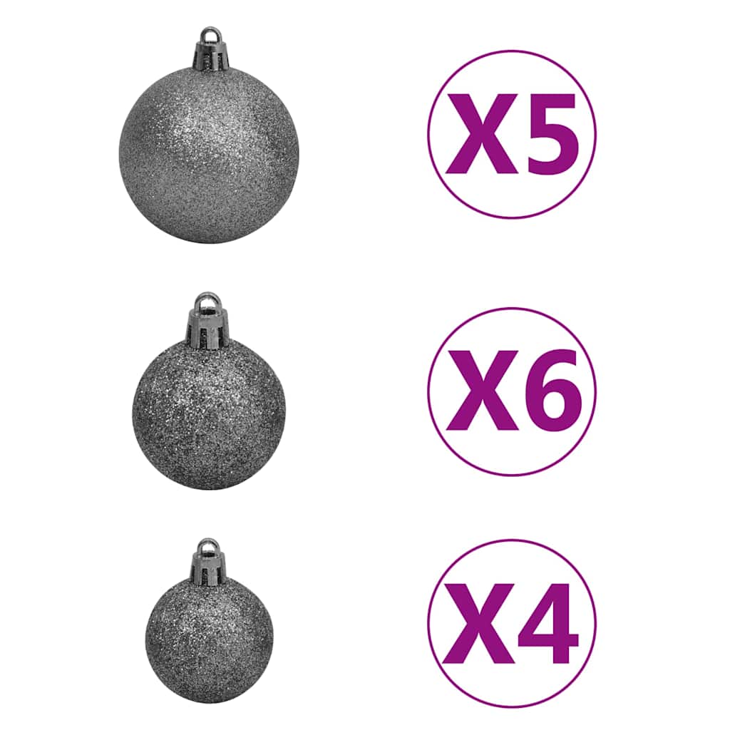 Künstlicher Weihnachtsbaum mit Beleuchtung & Kugeln Grün 180 cm