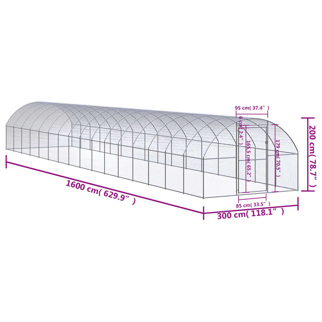 Outdoor-Hühnerstall 3x2x2 m Verzinkter Stahl