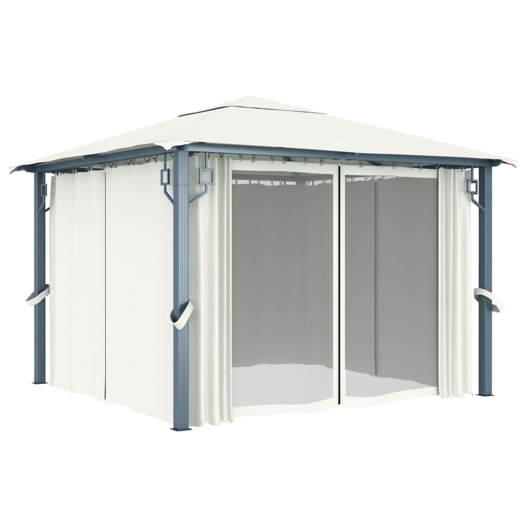 Pavillon mit Vorhang 300x300 cm Taupe Aluminium