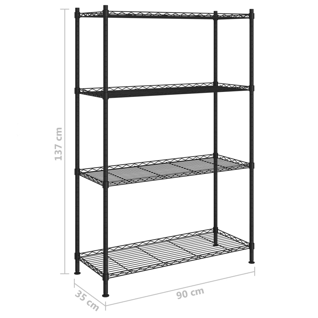 Lagerregal mit 3 Böden 60x35x76 cm Schwarz 150 kg