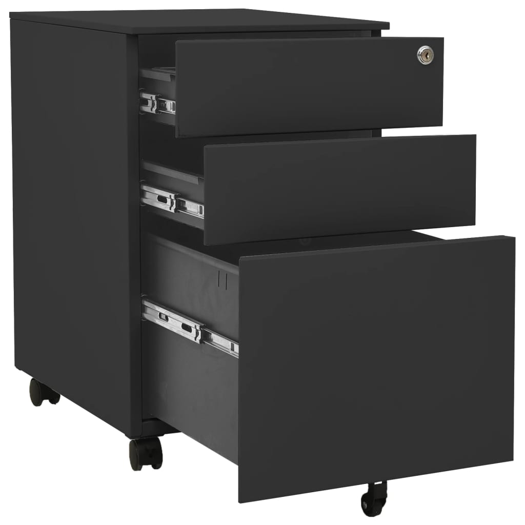 Aktenschrank mit Rollen Weiß 39x45x60 cm Stahl