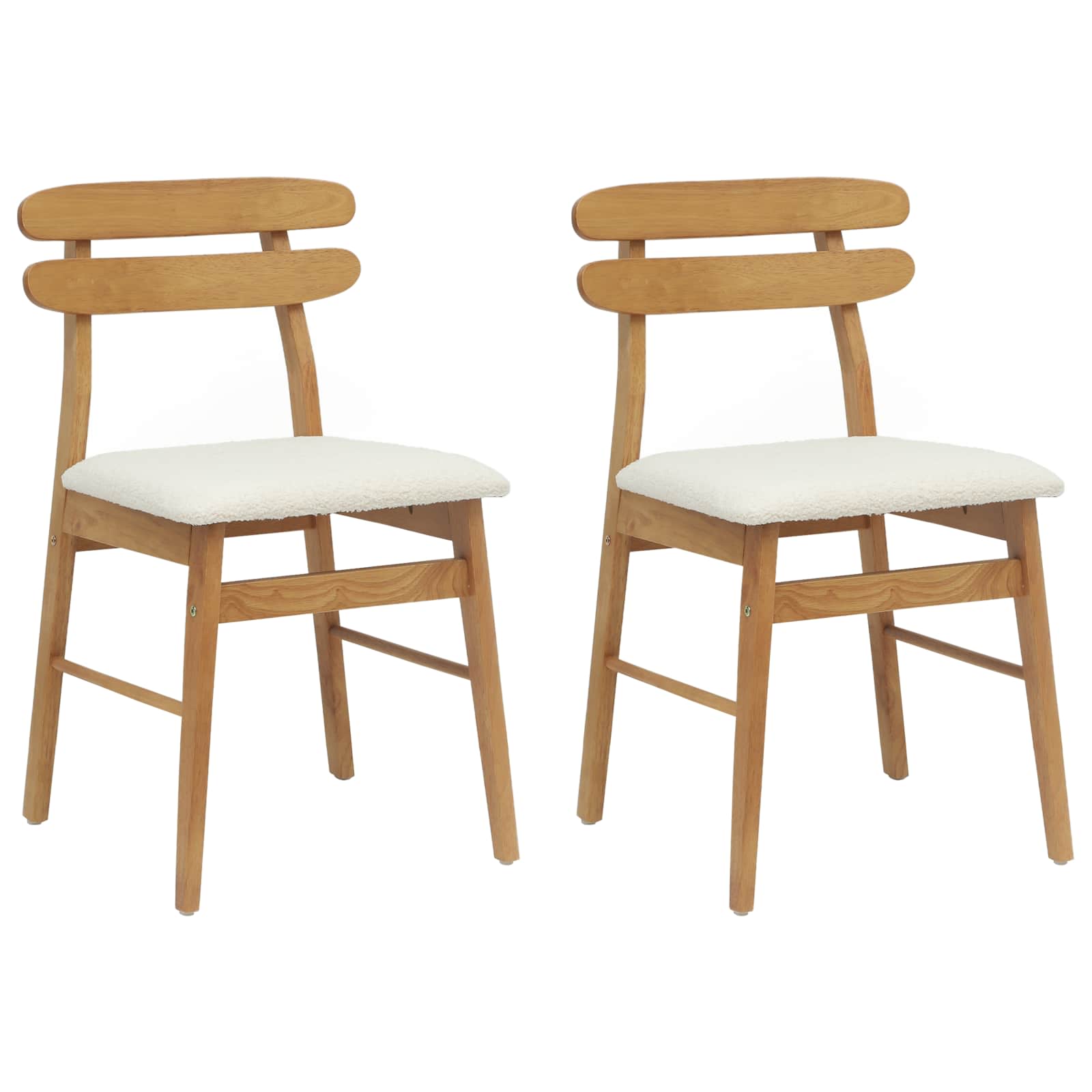 Esszimmerstuhl 2 pcs Hellbraun und hell Massives Gummiholz