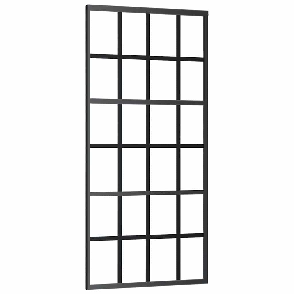 Schiebetür mit Beschlag Schwarz 76x205 cm ESG-Glas