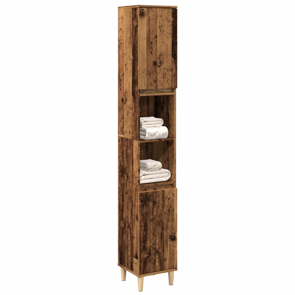 Badschrank Weiß 30x30x190 cm Holzwerkstoff