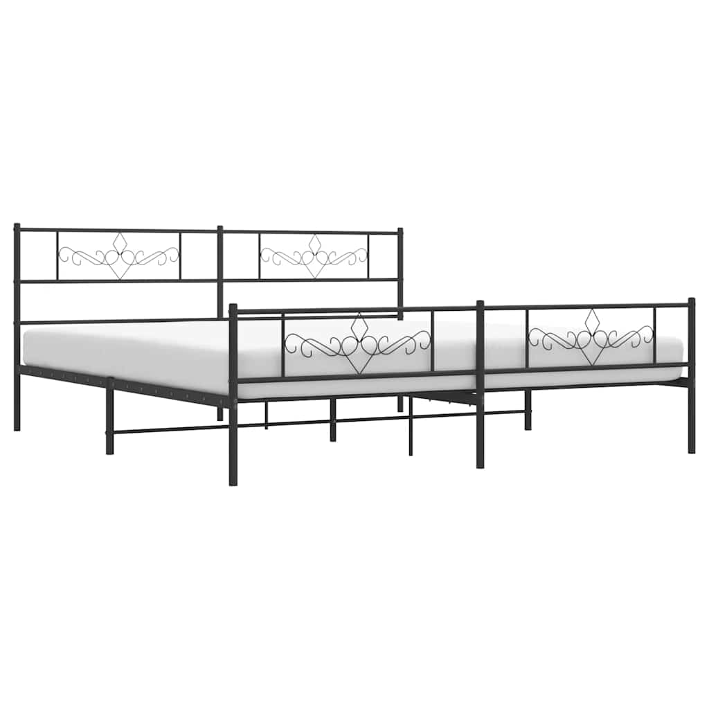 Bettgestell mit Kopfteil Metall Schwarz 100x190 cm