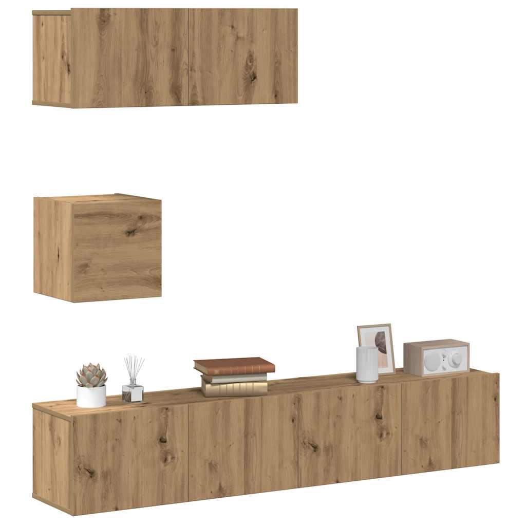 4-tlg. TV-Schrank-Set Weiß Holzwerkstoff