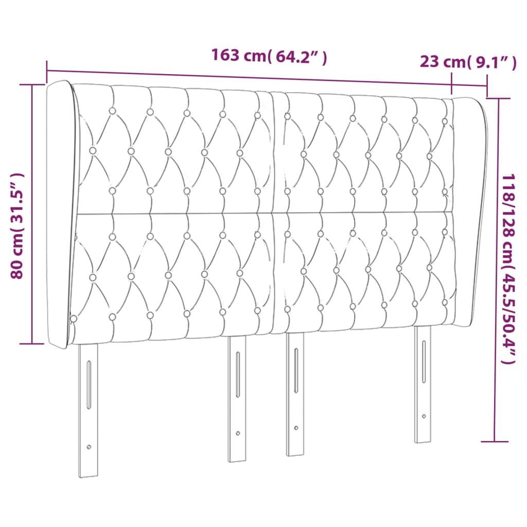 Kopfteil mit Ohren Dunkelblau 93x23x78/88 cm Samt