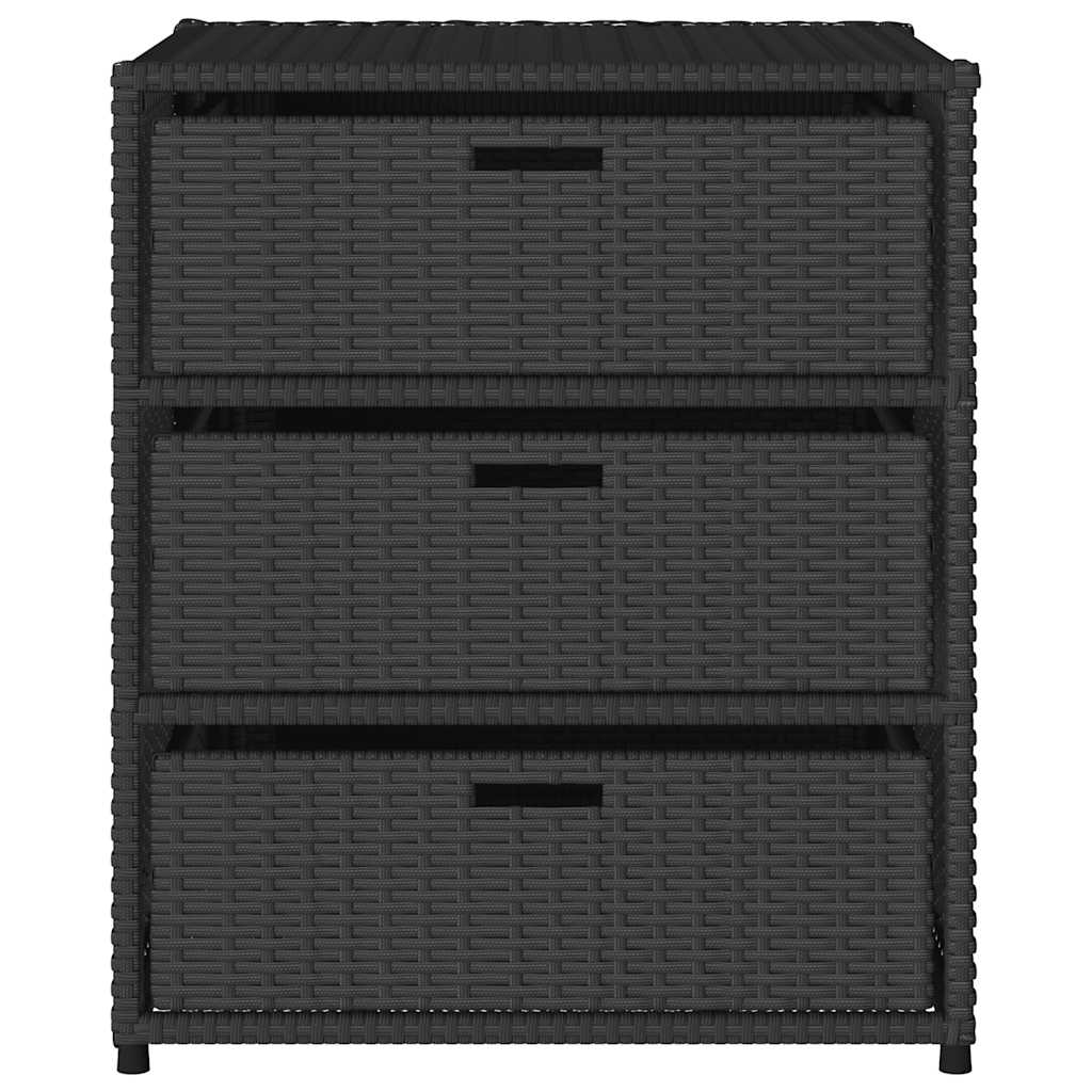 Gartenschrank Schwarz 55x59x80 cm Poly Rattan