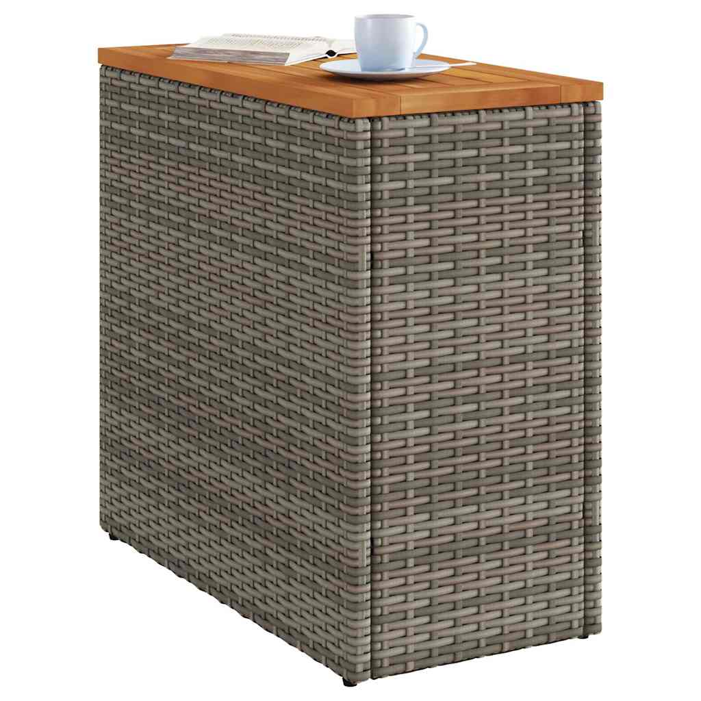 Garten-Beistelltisch mit Glasplatte Schwarz 58x27,5x55cm Rattan