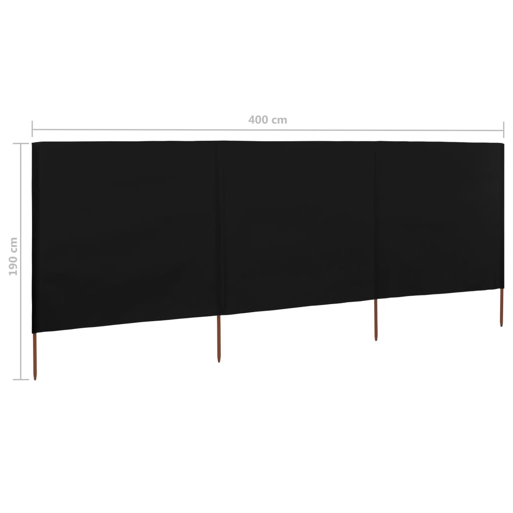 3-teiliges Windschutzgewebe 400 x 120 cm Weiß