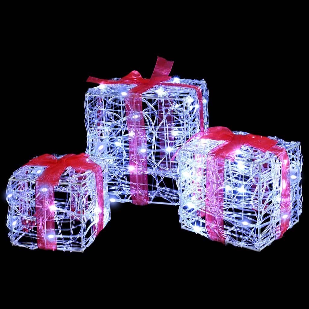 Geschenkbox mit 60 LEDs 3 pcs Warmweiß 20 x 20 x 20 cm Acryl