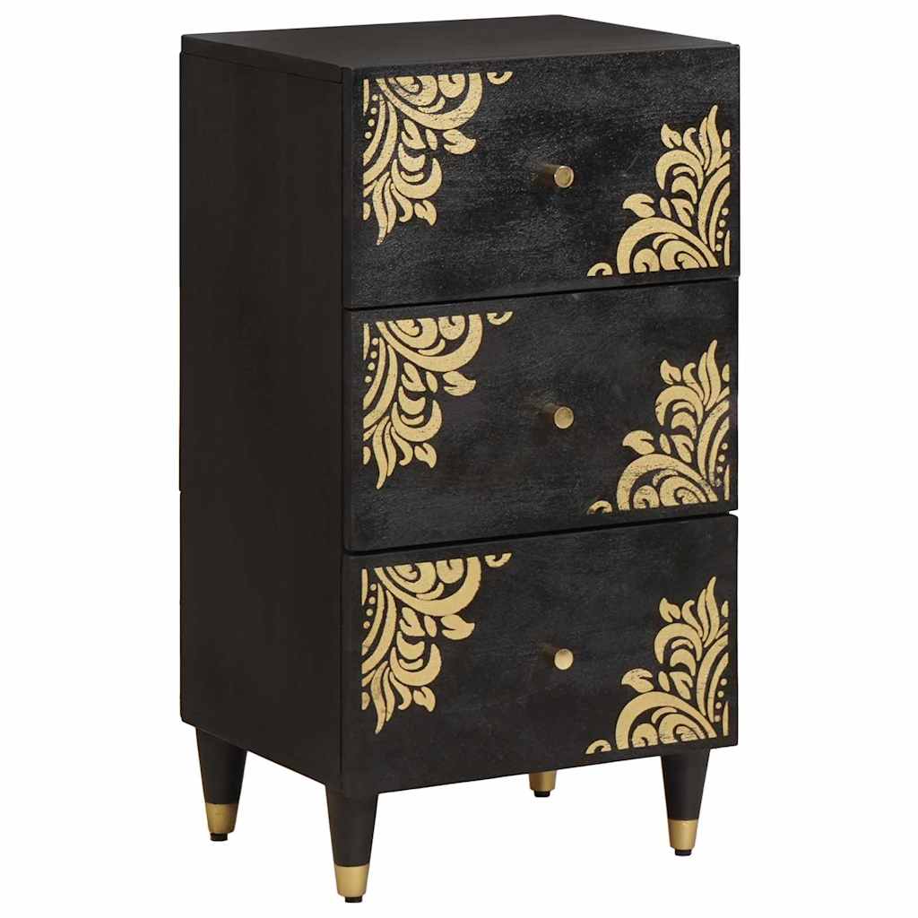 Sideboard Grau und Gold 40 x 33 x 75 cm Massivholz Mango