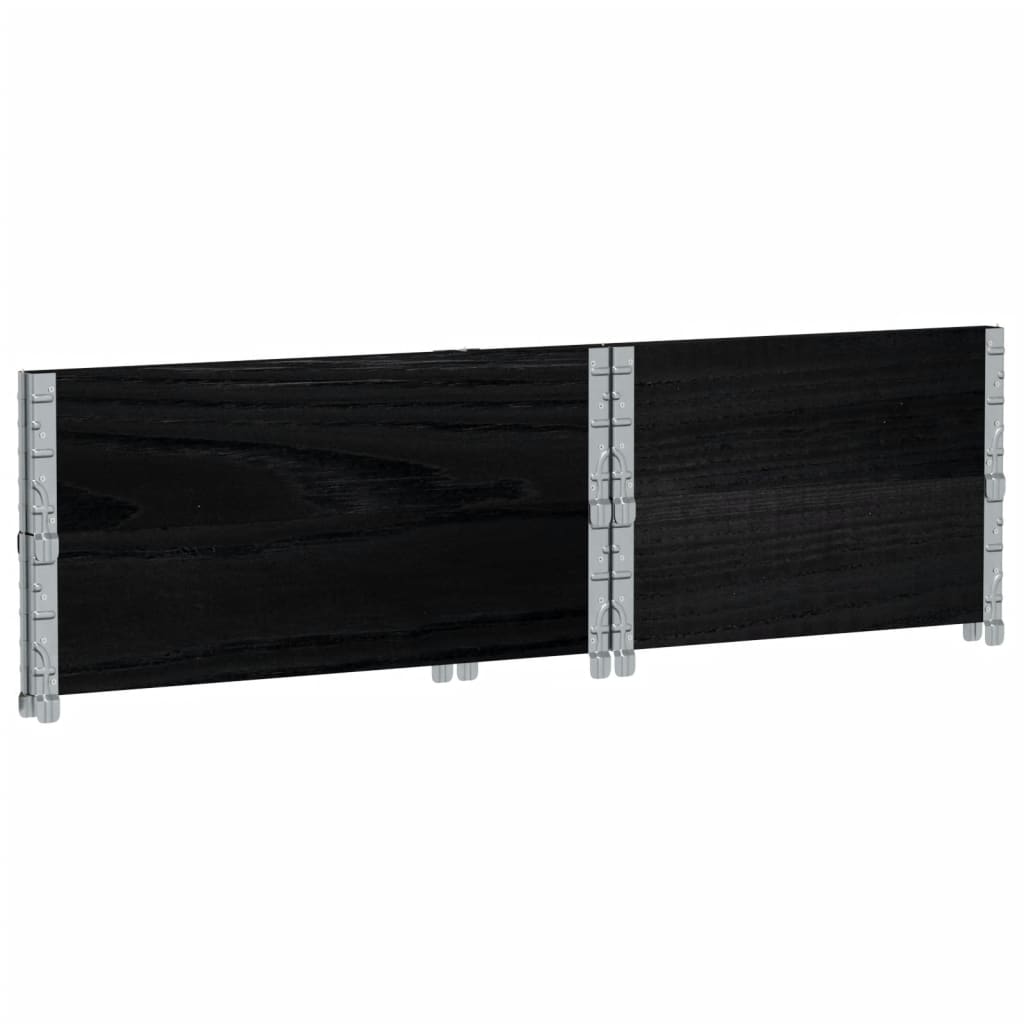 Paletten-Aufsatzrahmen Schwarz 80x60 cm Massivholz Kiefer