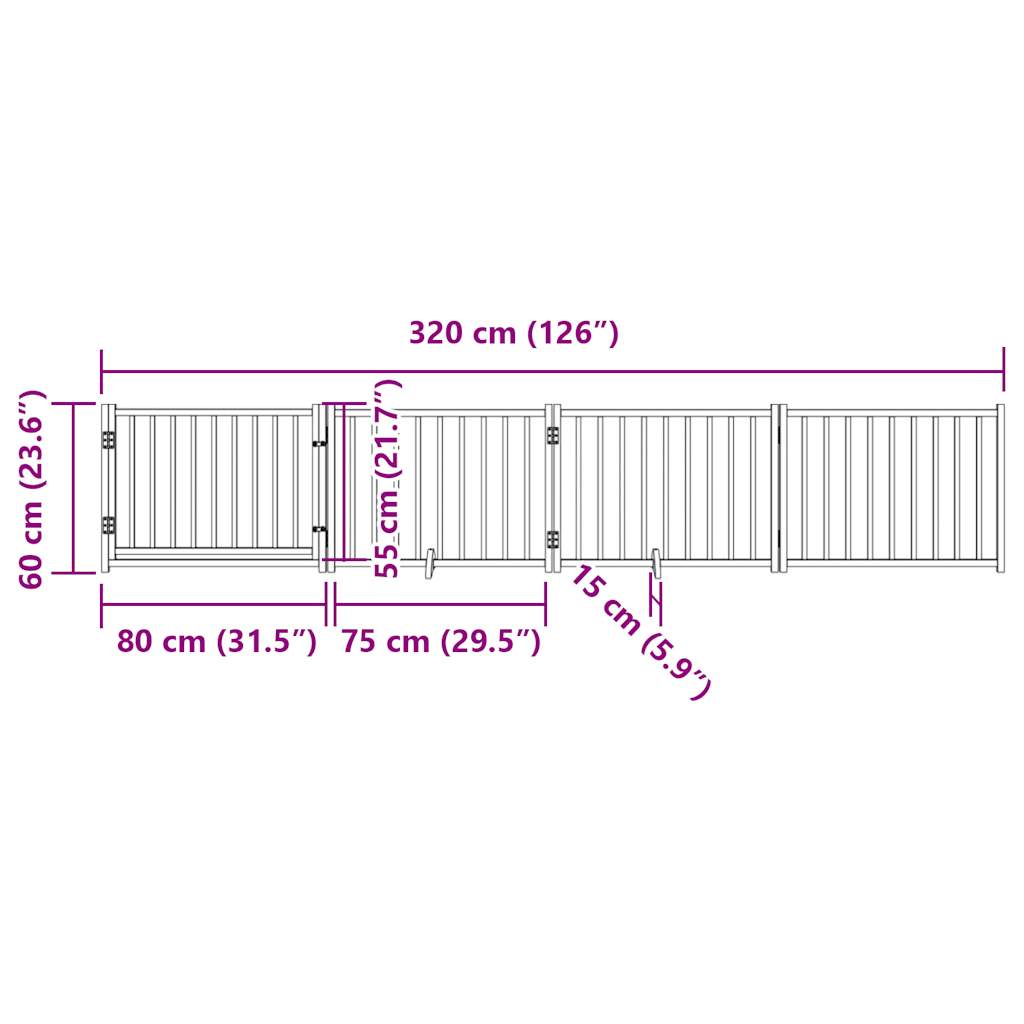 3-tlg. Hundetor Faltbar 150 cm Massivholz Tanne