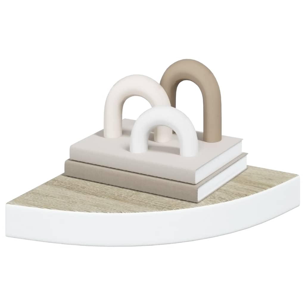 Schwebende Eckregale 2 Stk. Hochglanz-Weiß 25x25x3,8 cm MDF