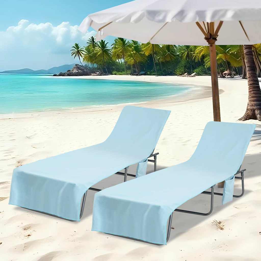 Sonnenliege-Tücher 2 pcs Schwarz 210 x 75 cm