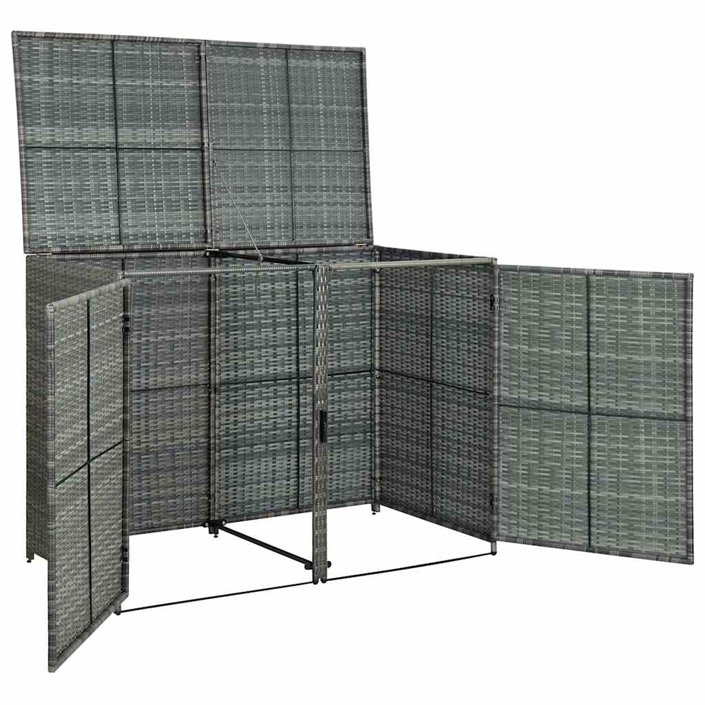 Mülltonnenbox für 2 Tonnen Poly Rattan Schwarz 148x80x111 cm