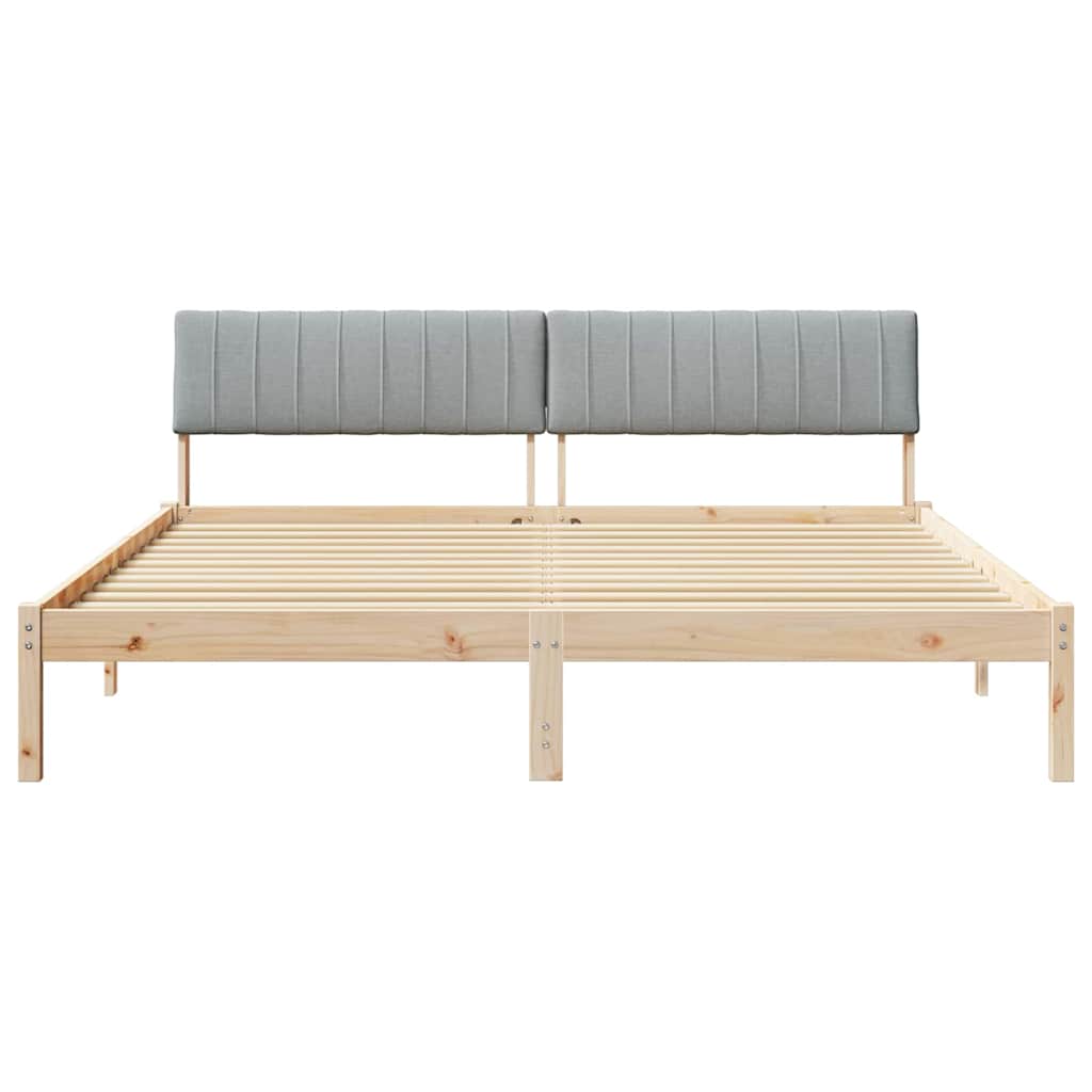 Bettgestell Braun und hellgrau 200 x 200 cm Massivholz Kiefer