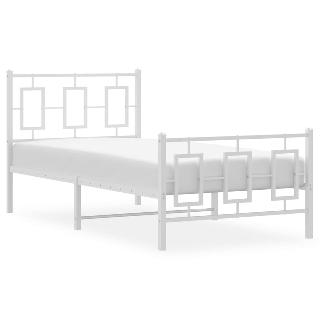 Bettgestell mit Kopf- und Fußteil Metall Weiß 180x200 cm