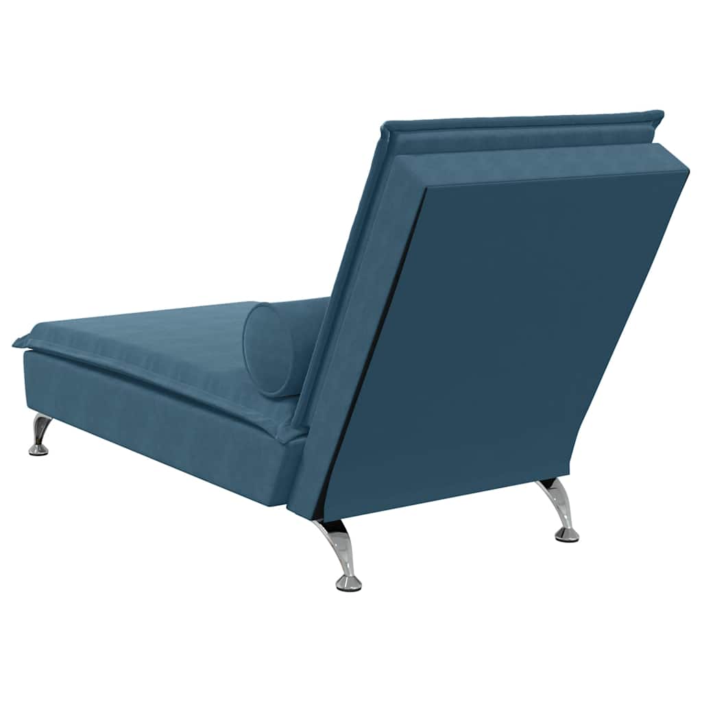 Massage-Chaiselongue mit Nackenrolle Hellgrau Samt