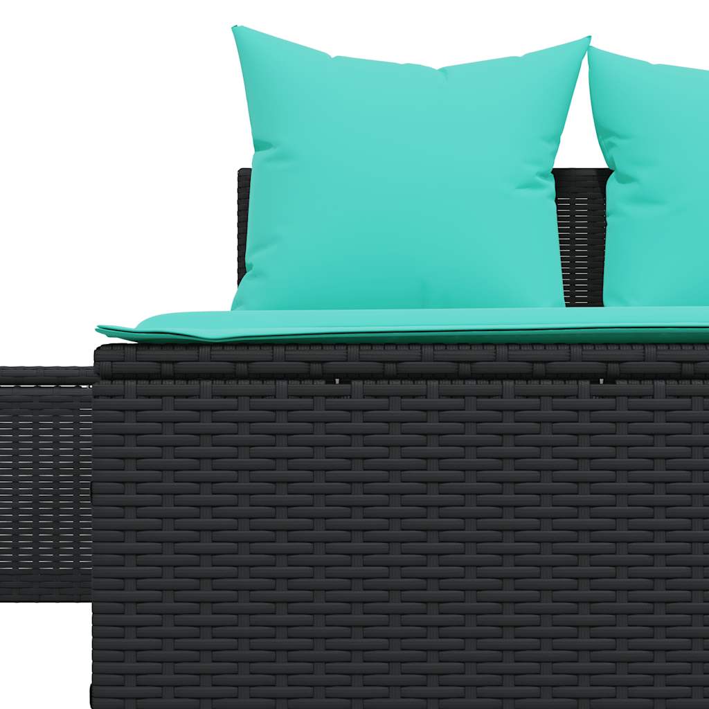 Doppelte Sonnenliege mit Kissen Braun Poly Rattan