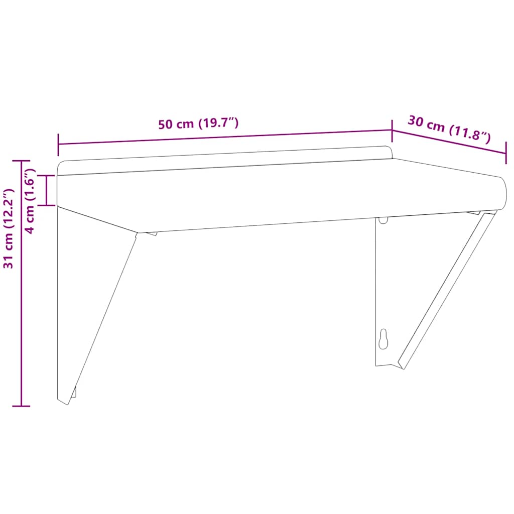 Wandregal 100x45x31 cm Silbern Edelstahl