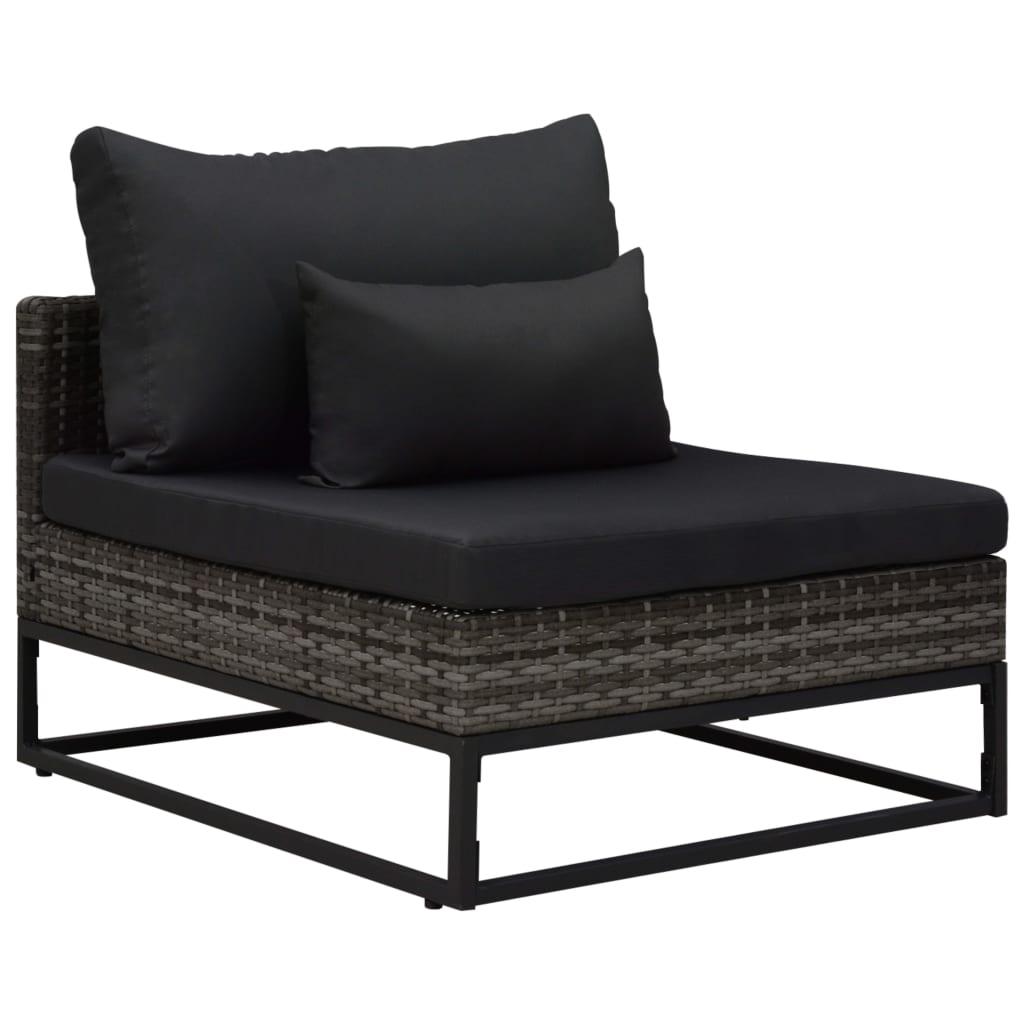 5-tlg. Garten-Sofagarnitur mit Auflagen Poly Rattan Grau