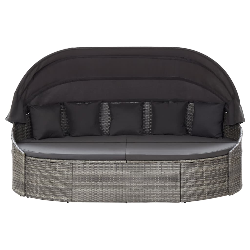 Outdoor-Loungebett mit Dach Poly Rattan Braun