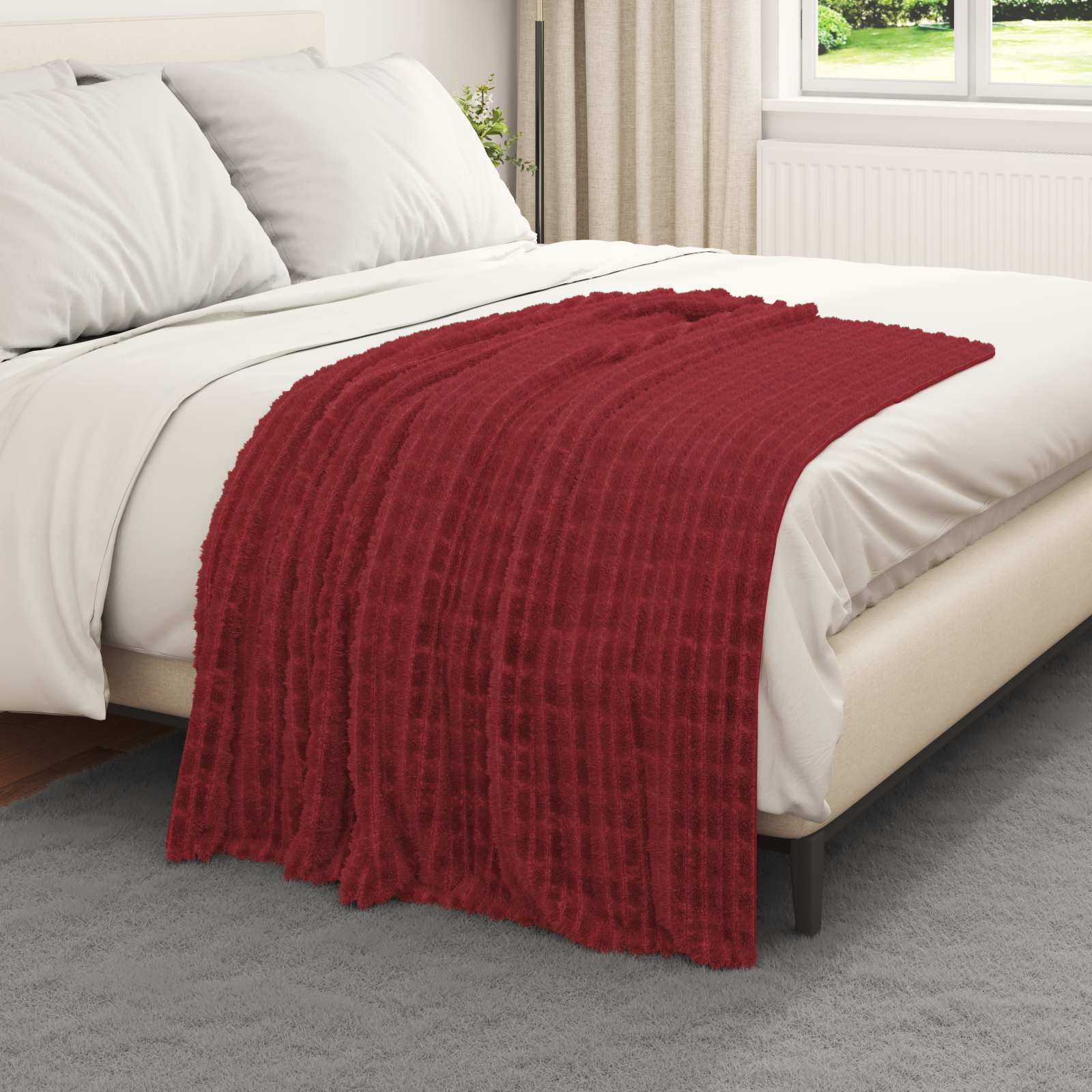 Überwurfdecke Beige 150 x 130 cm Fleece