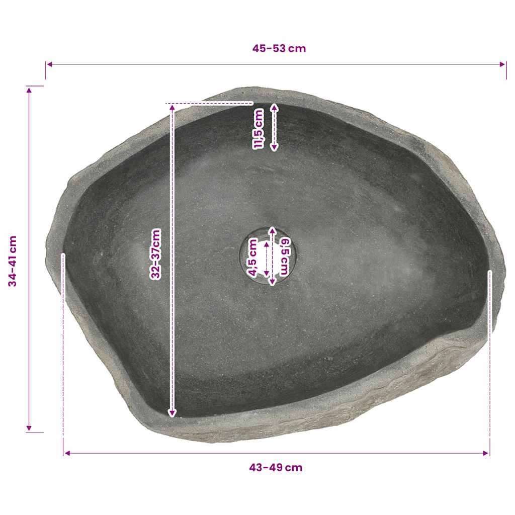 Waschbecken Flussstein Oval (29-38)x(24-31) cm