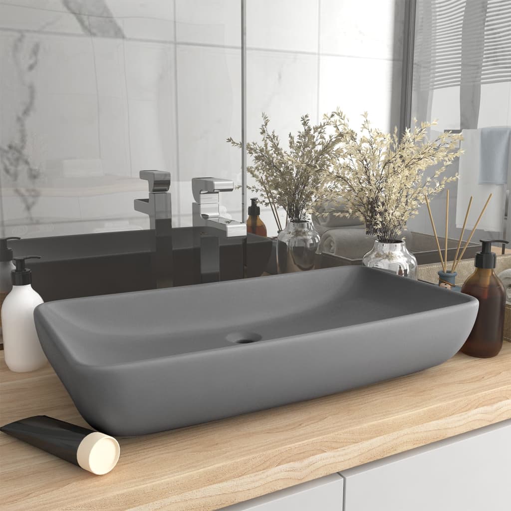 Luxus-Waschbecken Rechteckig Matt Weiß 71x38 cm Keramik