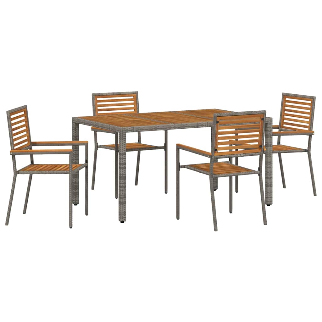 Garten Essgruppe 3 pcs Schwarz und Braun Poly-Rattan