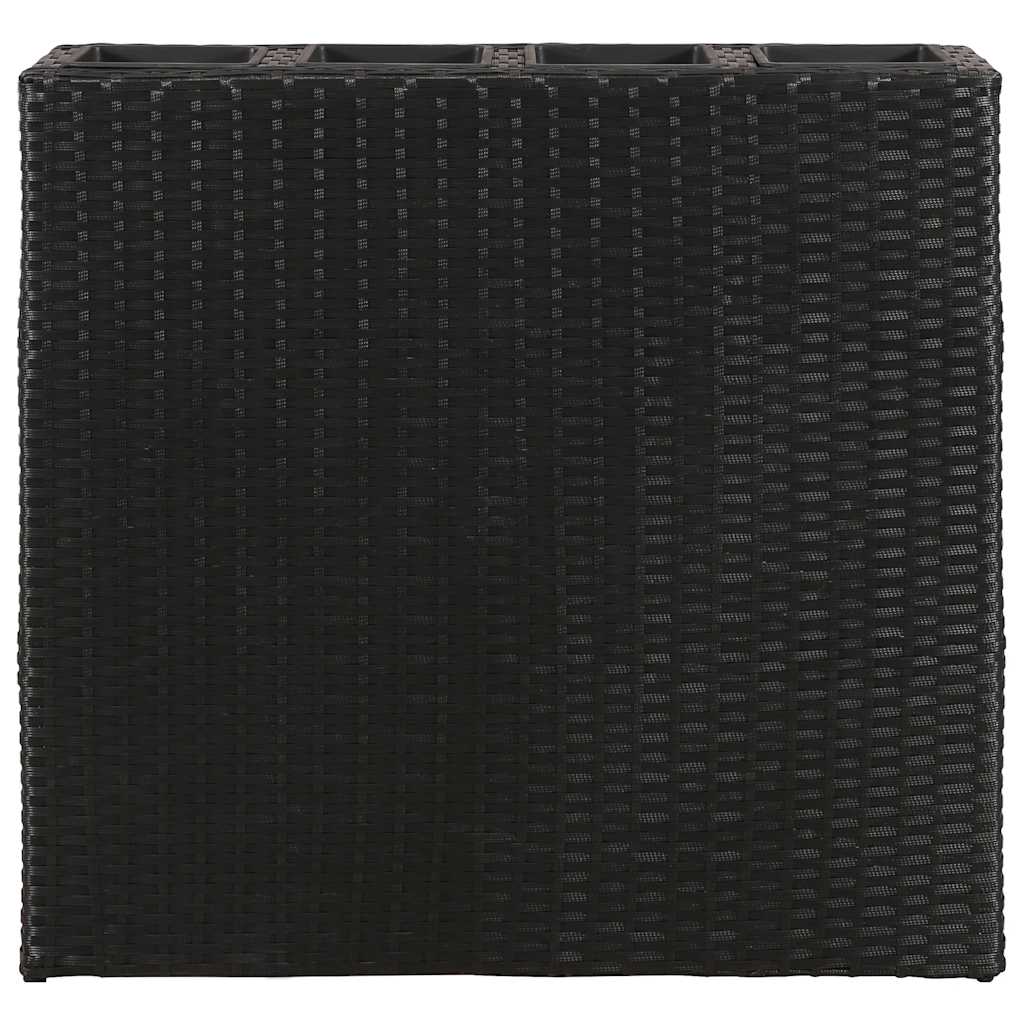 Garten-Hochbeet mit 4 Töpfen 2 Stk. Poly Rattan Grau