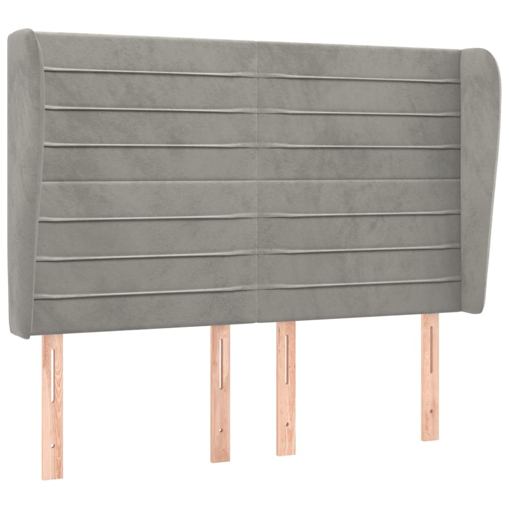 Kopfteil mit Ohren Dunkelblau 203x23x118/128 cm Samt