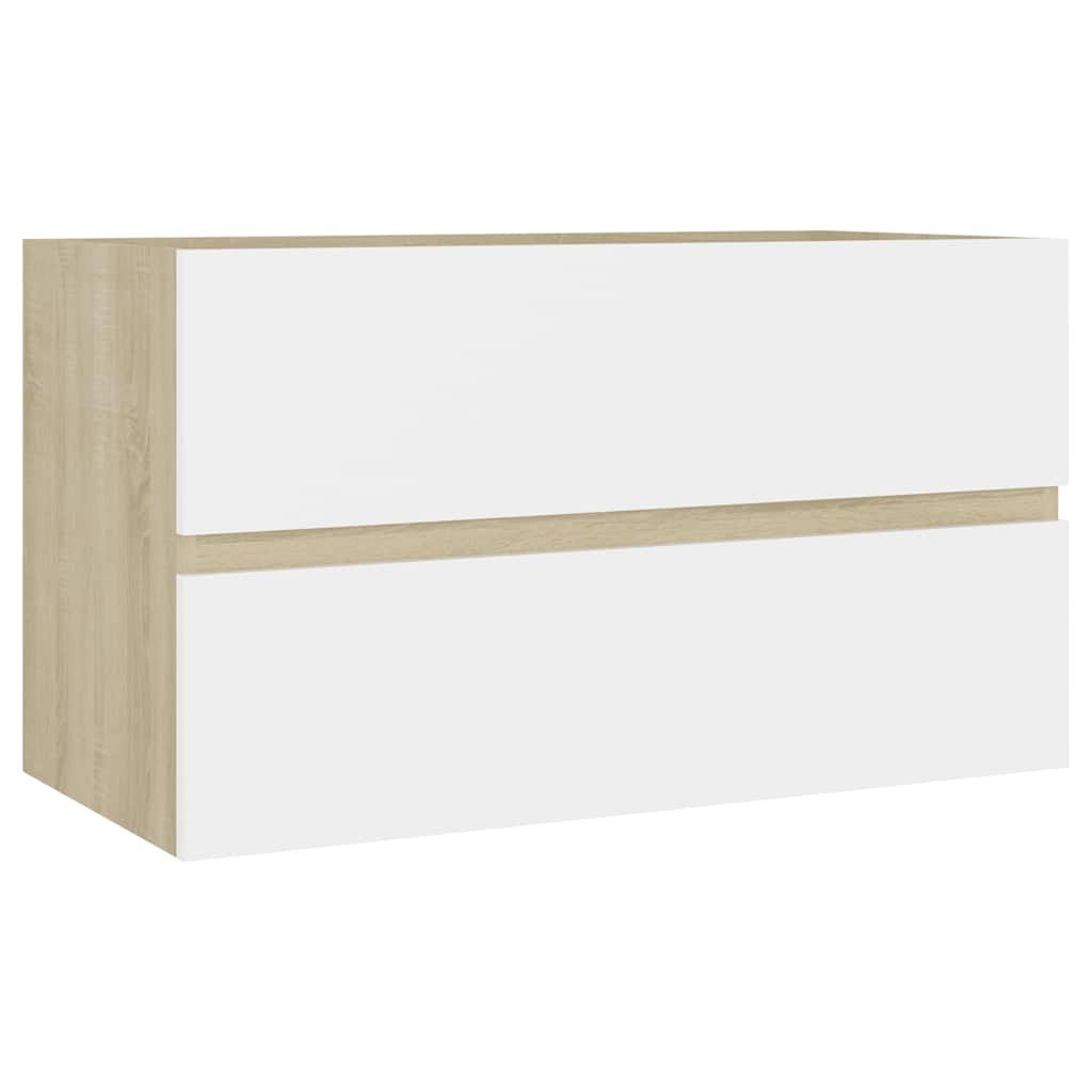 2-tlg. Badmöbel-Set Weiß Holzwerkstoff