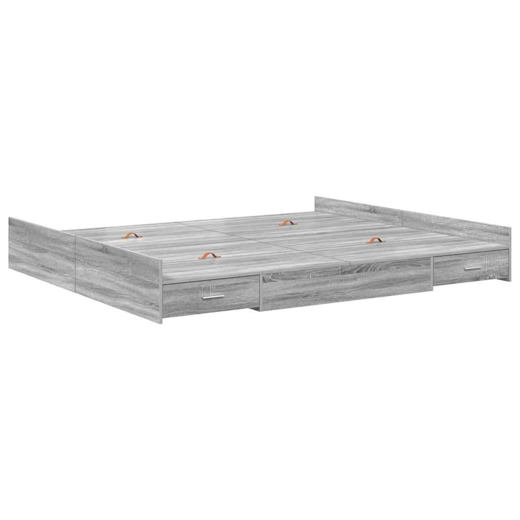 Aufbewahrungsbettgestell Weiß 200 x 200 cm Holzwerkstoff