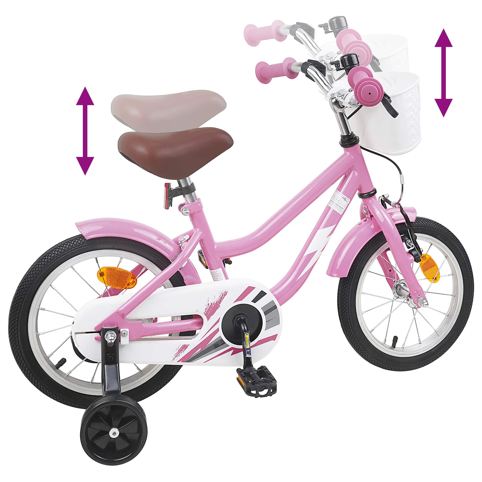 Kinderfahrrad 12 Zoll für 2-4 Jahre alt Hellrosa