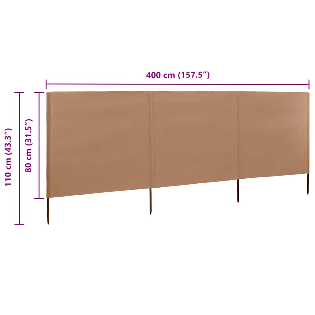 3-teiliges Windschutzgewebe 400 x 120 cm Weiß