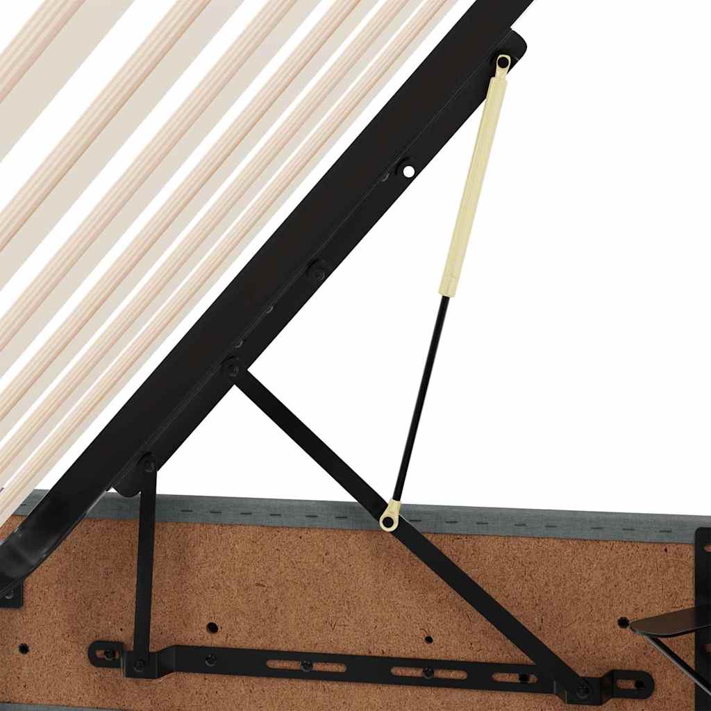 Aufbewahrungsbett mit Kopfteil Hellgrau 90 x 190 cm Stoff